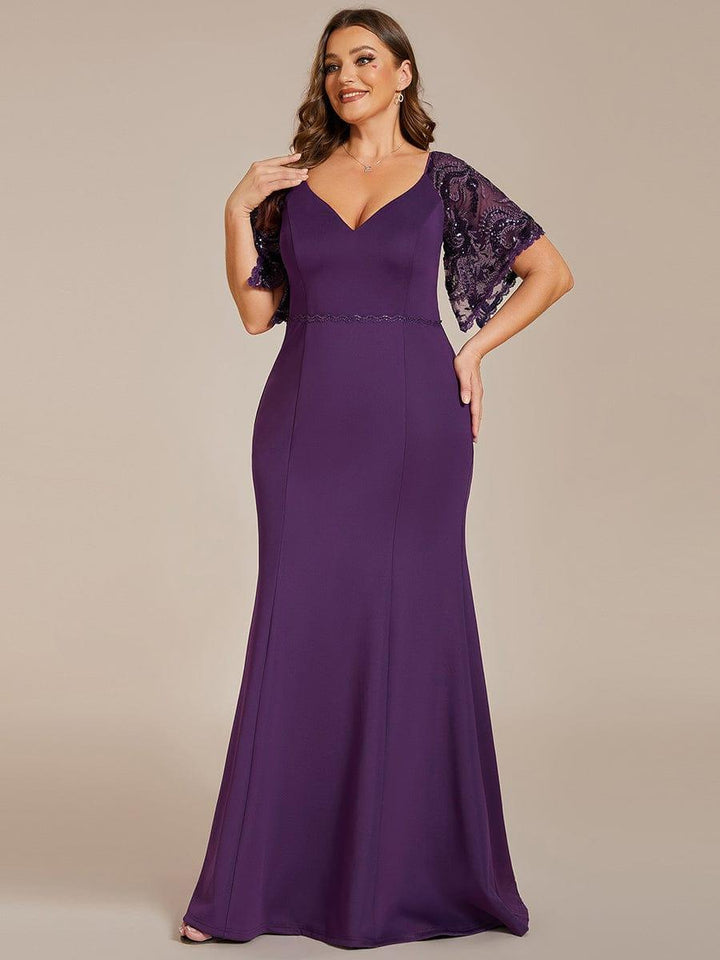 ever SLOANE|Sexy V Neck Maxi Bodycon Mother of the Bride Dress
