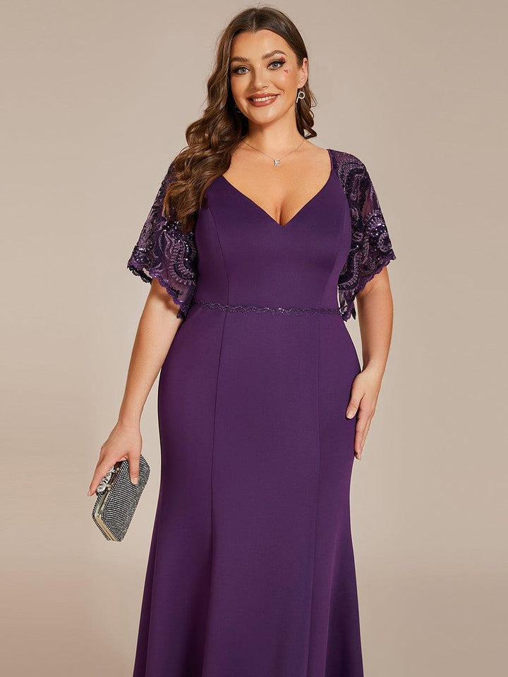 ever SLOANE|Sexy V Neck Maxi Bodycon Mother of the Bride Dress