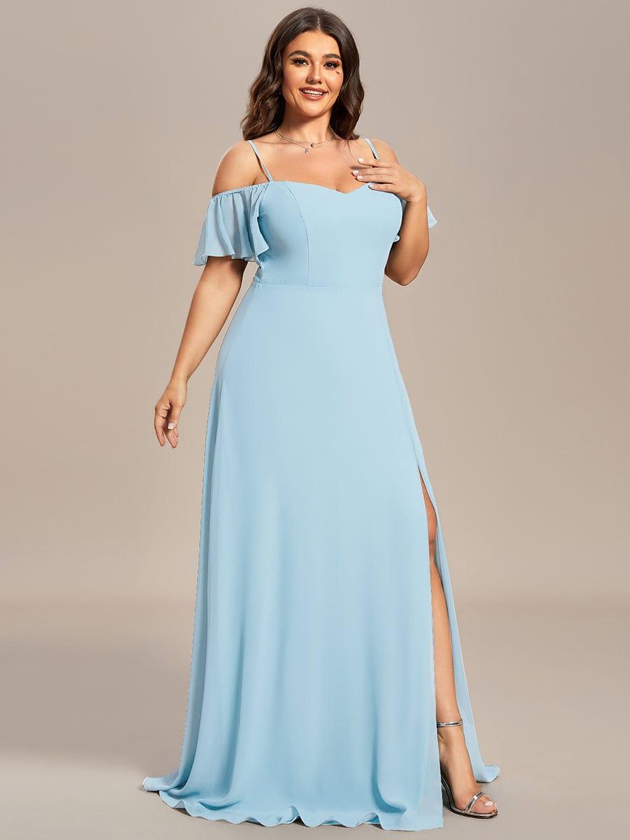 pretty REYA|Plus Size Cold Shoulder Formal Bridesmaid Dress with Side Slit