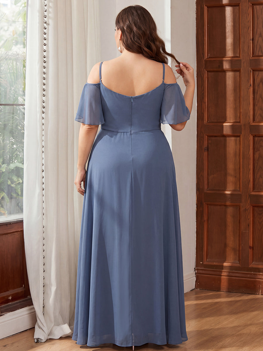 pretty REYA|Plus Size Cold Shoulder Formal Bridesmaid Dress with Side Slit