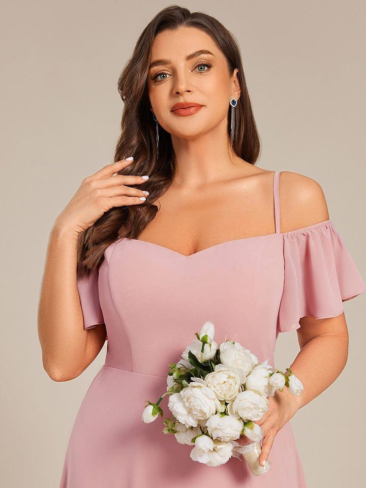 pretty REYA|Plus Size Cold Shoulder Formal Bridesmaid Dress with Side Slit