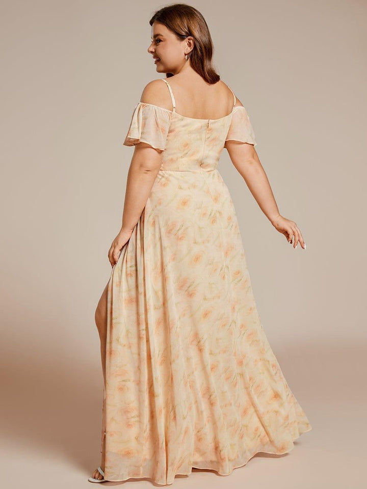pretty REYA|Plus Size Cold Shoulder Formal Bridesmaid Dress with Side Slit