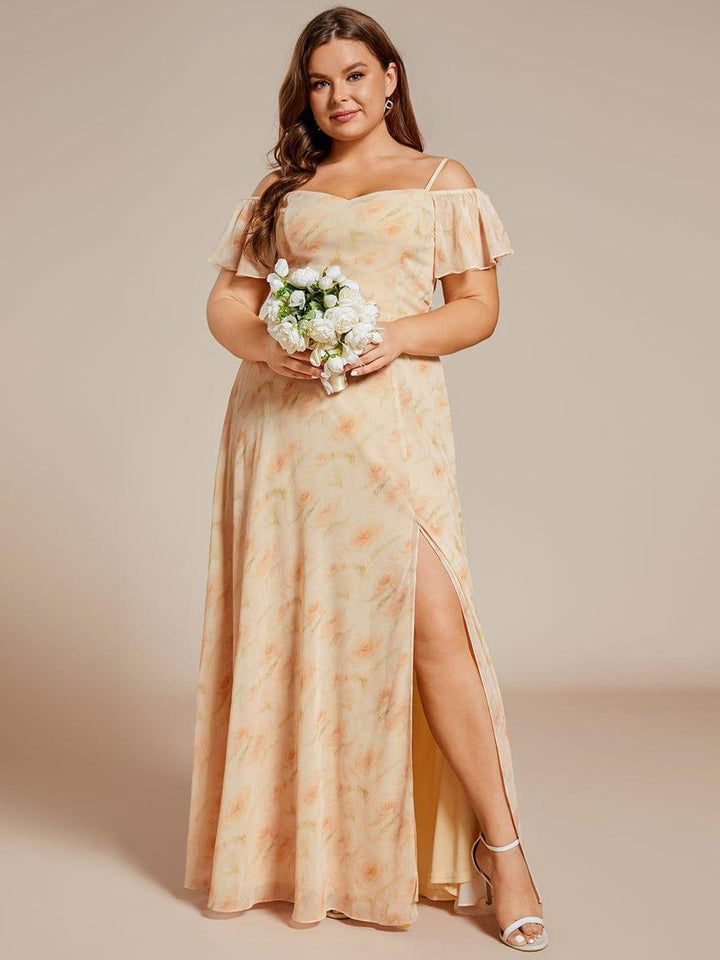 pretty REYA|Plus Size Cold Shoulder Formal Bridesmaid Dress with Side Slit