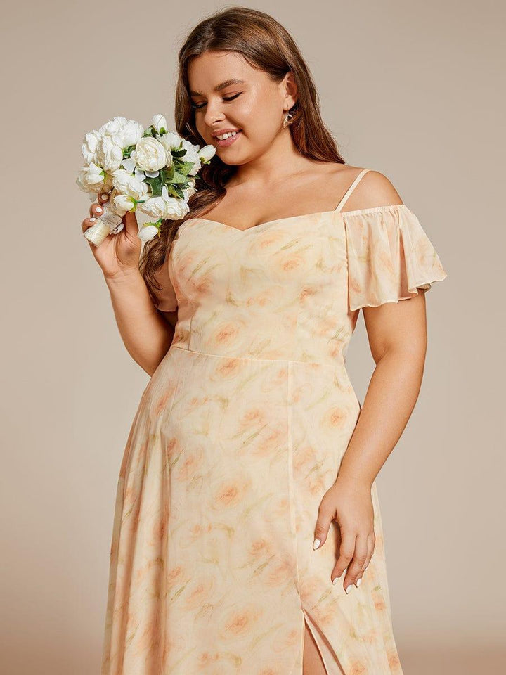 pretty REYA|Plus Size Cold Shoulder Formal Bridesmaid Dress with Side Slit