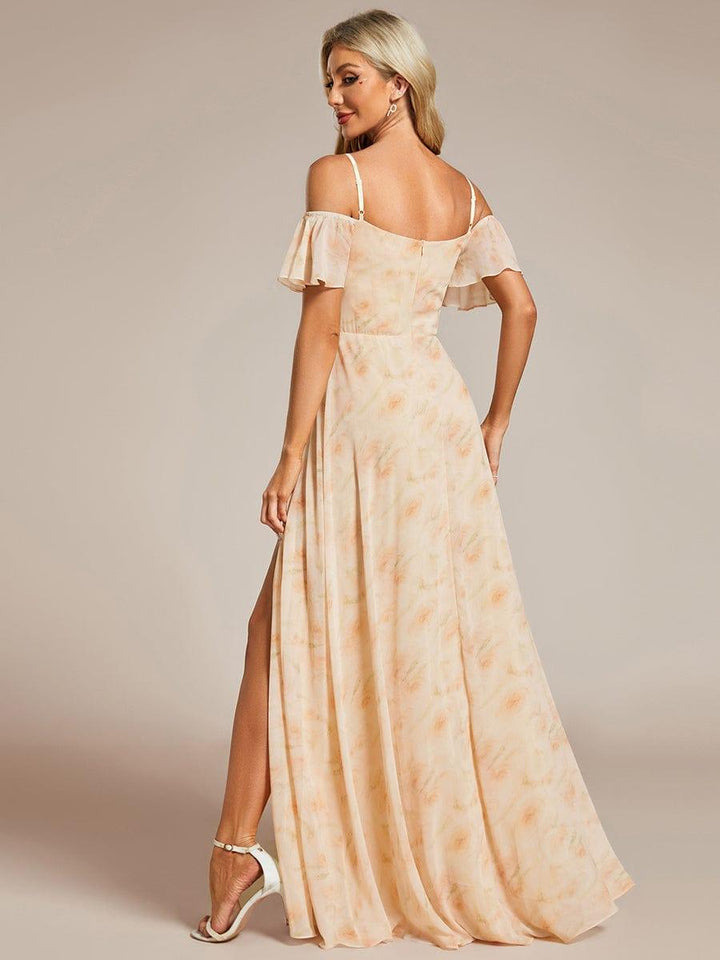 ever REYA|Cold Shoulder High Slit Chiffon Wedding Guest Dress