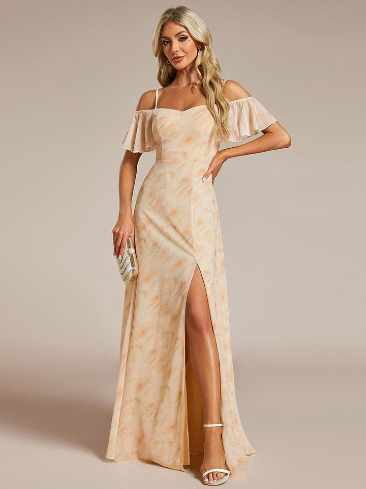 ever REYA|Cold Shoulder High Slit Chiffon Wedding Guest Dress