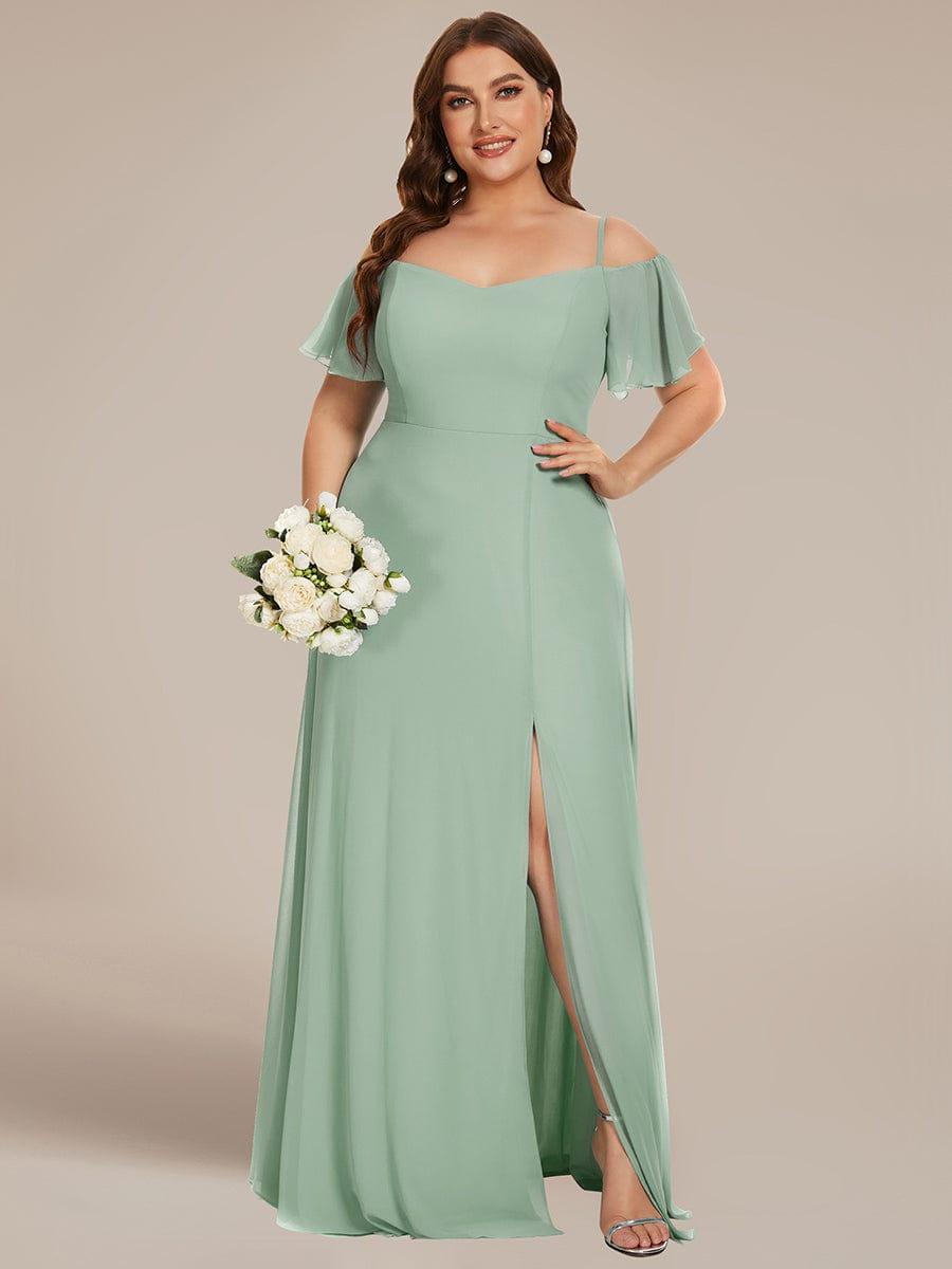 pretty REYA|Plus Size Cold Shoulder Formal Bridesmaid Dress with Side Slit