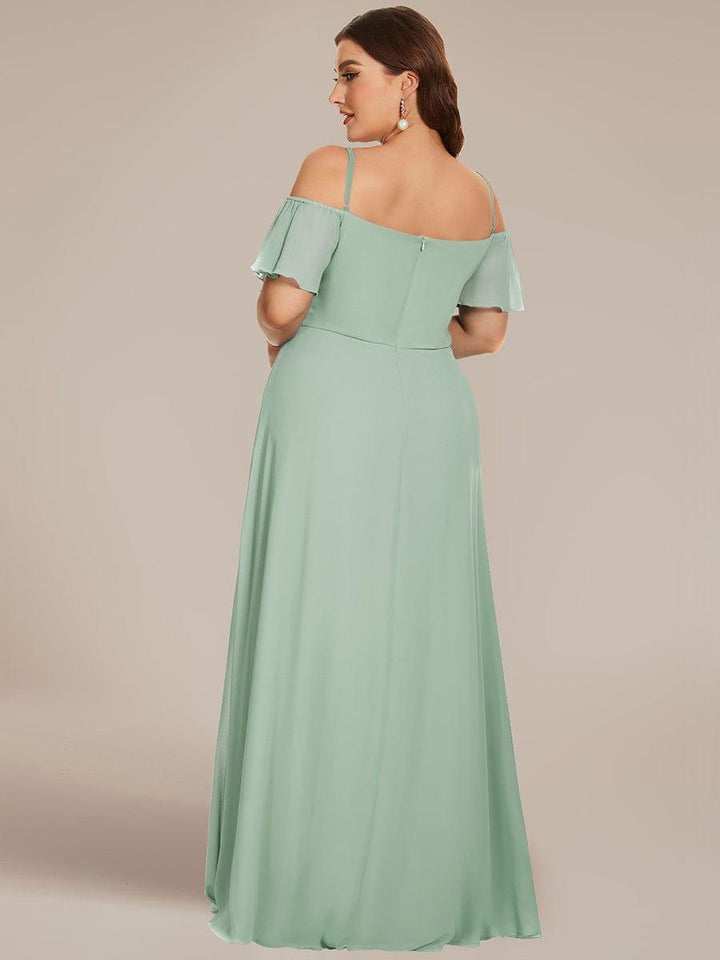 pretty REYA|Plus Size Cold Shoulder Formal Bridesmaid Dress with Side Slit