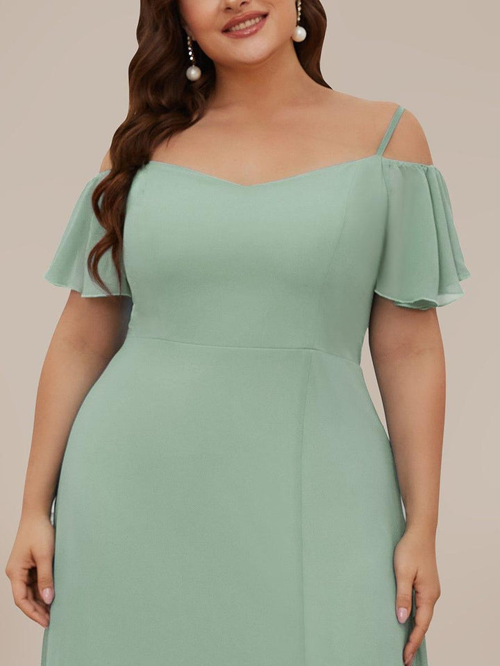 pretty REYA|Plus Size Cold Shoulder Formal Bridesmaid Dress with Side Slit