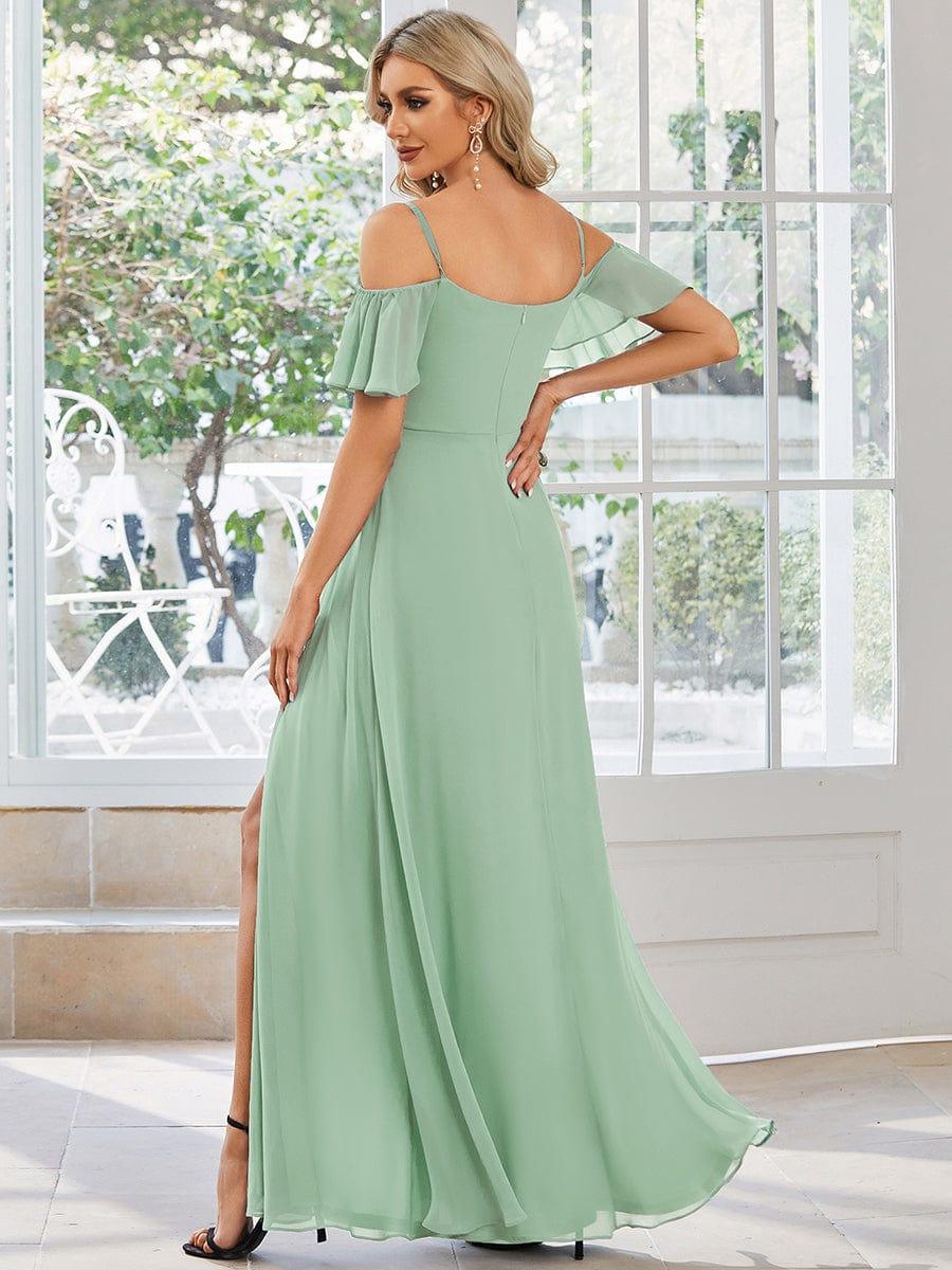 ever REYA|Cold Shoulder High Slit Chiffon Wedding Guest Dress