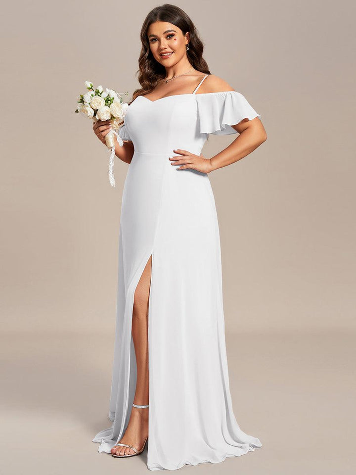 pretty REYA|Plus Size Cold Shoulder Formal Bridesmaid Dress with Side Slit