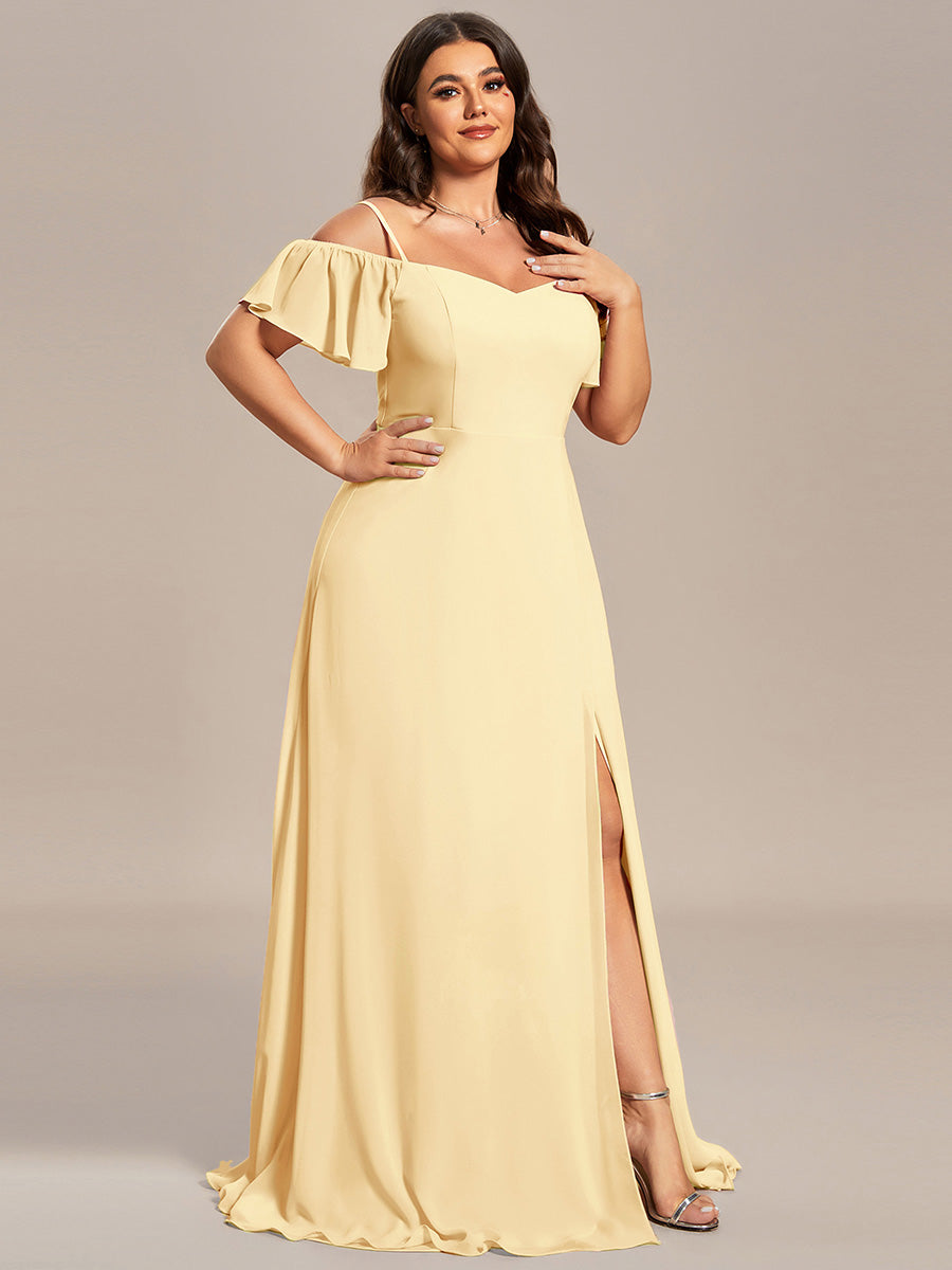 pretty REYA|Plus Size Cold Shoulder Formal Bridesmaid Dress with Side Slit