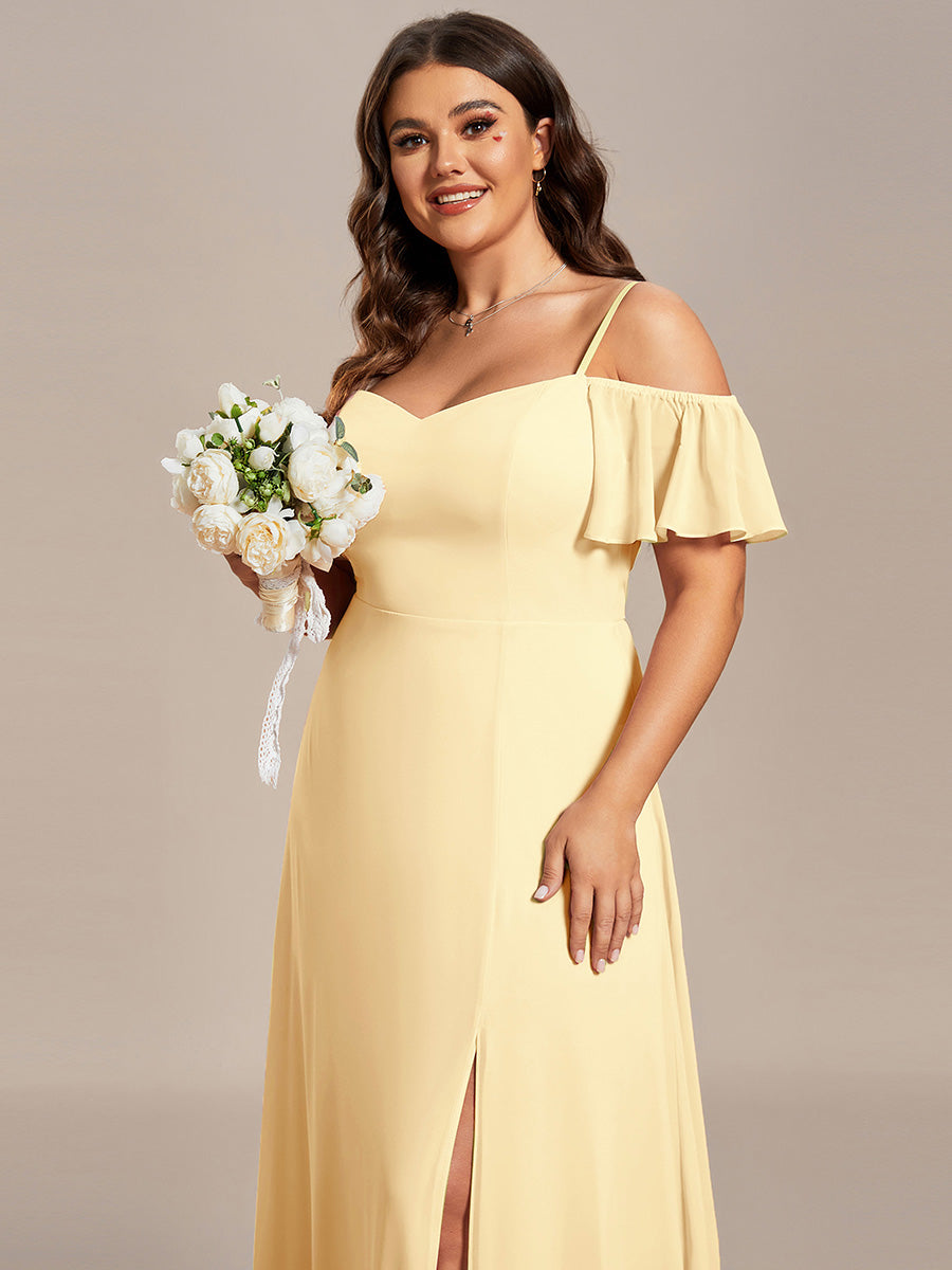 pretty REYA|Plus Size Cold Shoulder Formal Bridesmaid Dress with Side Slit