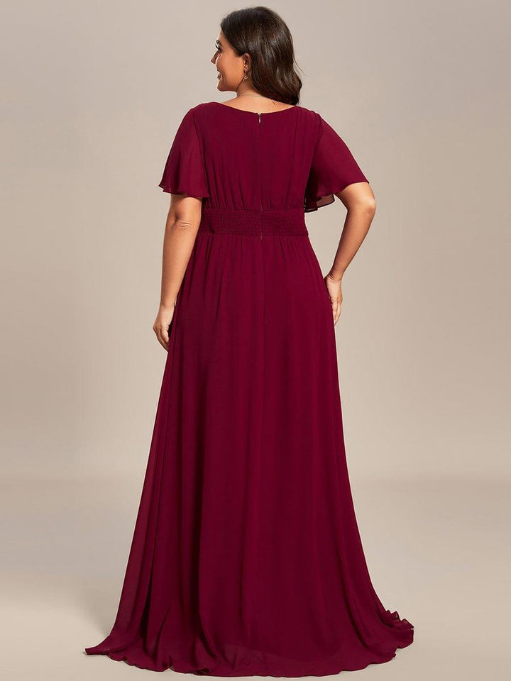 pretty KIMORA|Plus Size Printed Chiffon Pleated Maxi Wedding Guest Dress