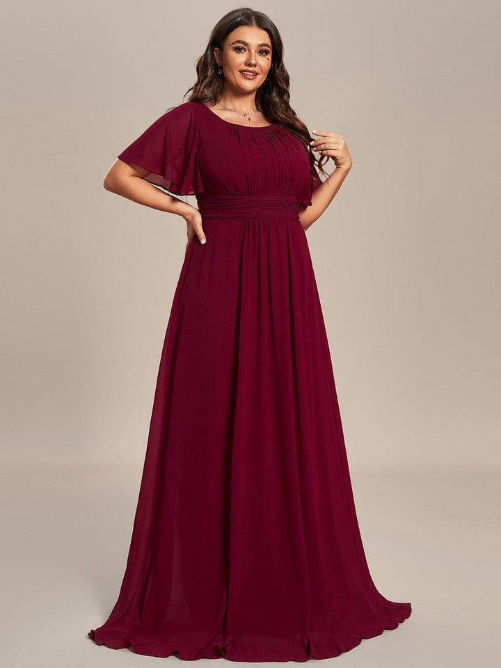 pretty KIMORA|Plus Size Printed Chiffon Pleated Maxi Wedding Guest Dress