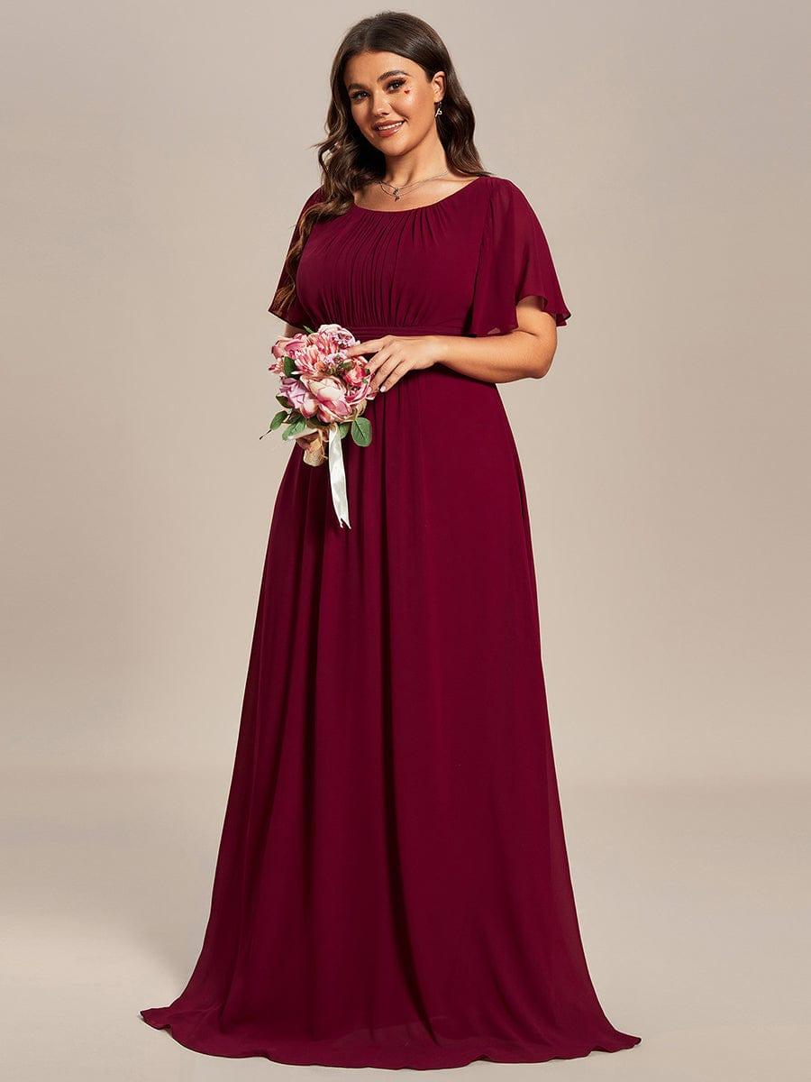 pretty KIMORA|Plus Size Printed Chiffon Pleated Maxi Wedding Guest Dress