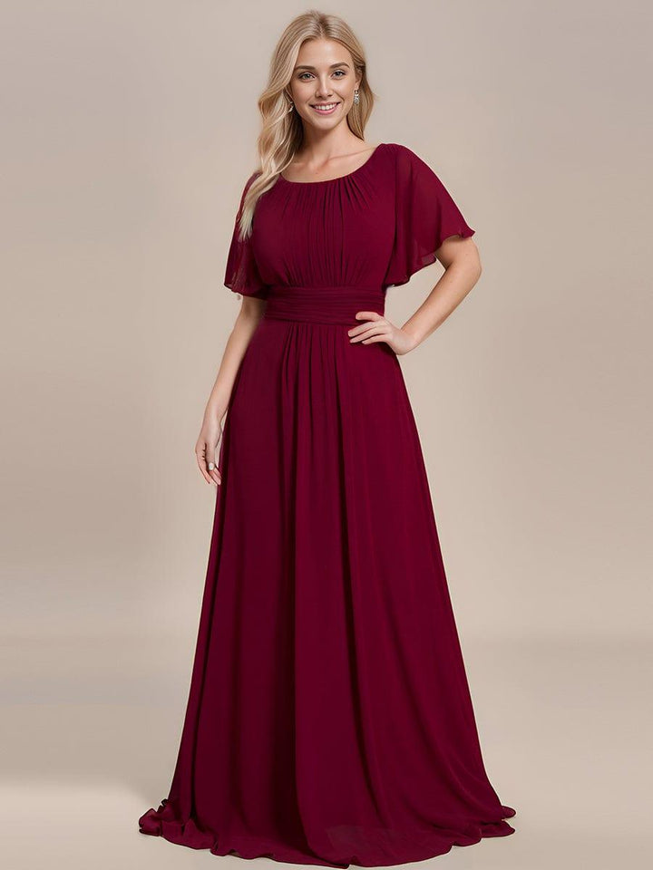 ever KIMORA|Simple Chiffon Pleated A-Line Bridesmaid Dress