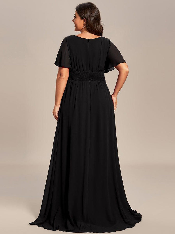 pretty KIMORA|Plus Size Printed Chiffon Pleated Maxi Wedding Guest Dress