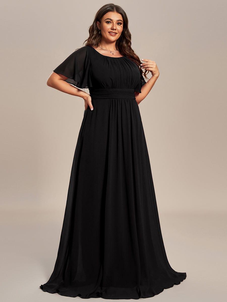 pretty KIMORA|Plus Size Printed Chiffon Pleated Maxi Wedding Guest Dress