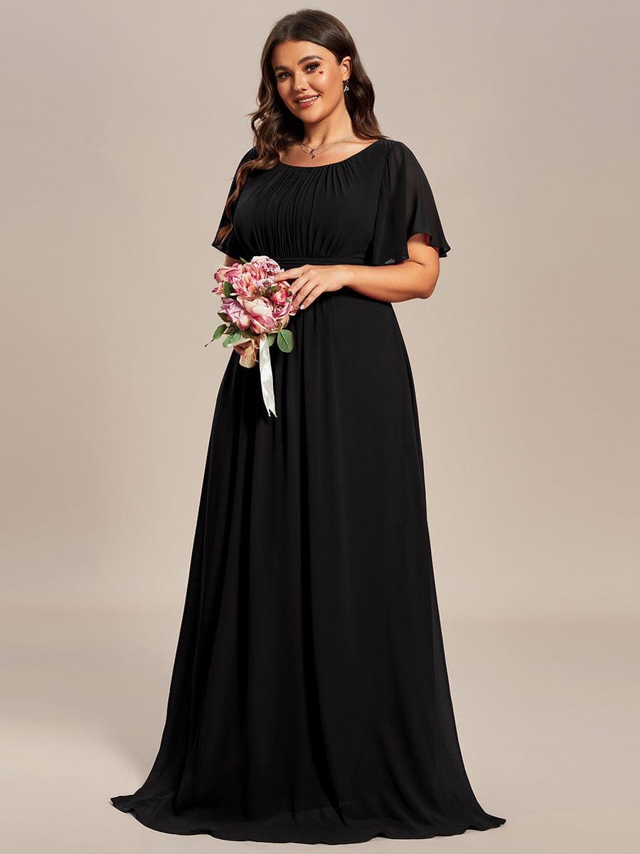pretty KIMORA|Plus Size Printed Chiffon Pleated Maxi Wedding Guest Dress