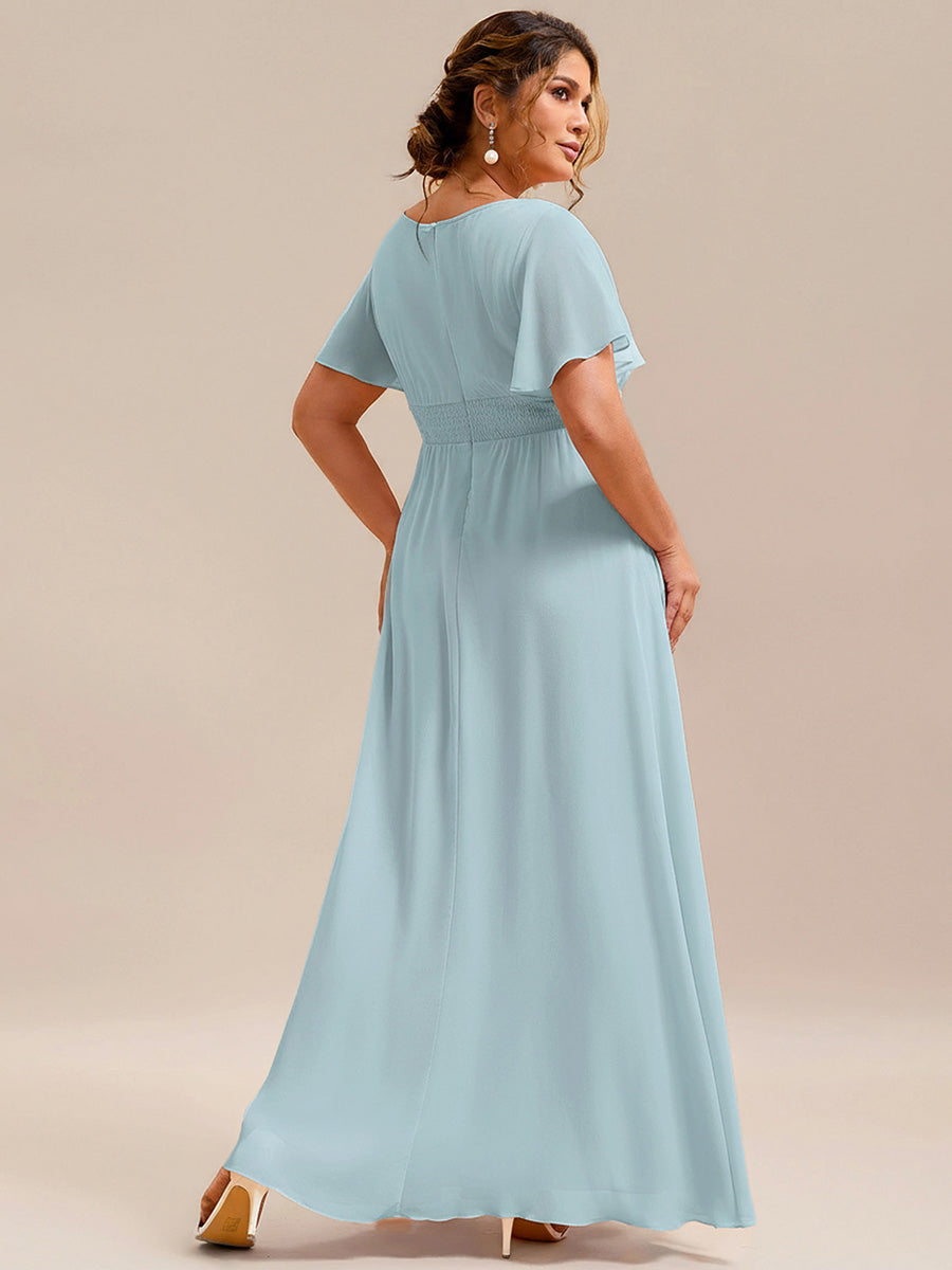 pretty KIMORA|Plus Size Printed Chiffon Pleated Maxi Wedding Guest Dress