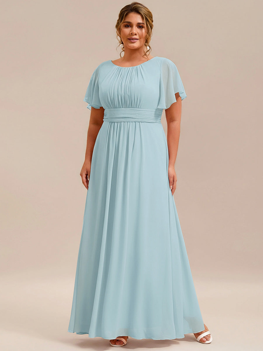 pretty KIMORA|Plus Size Simple Chiffon Pleated A-Line Bridesmaid Dress