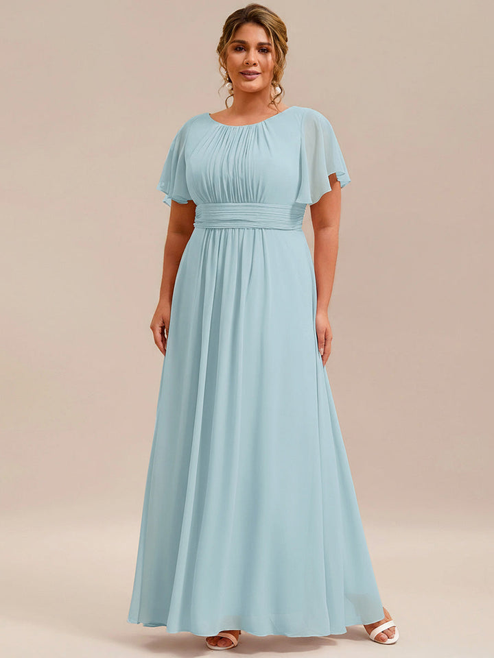 pretty KIMORA|Plus Size Printed Chiffon Pleated Maxi Wedding Guest Dress