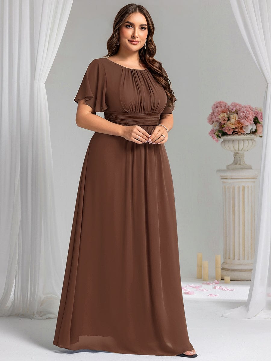 pretty KIMORA|Plus Size Printed Chiffon Pleated Maxi Wedding Guest Dress