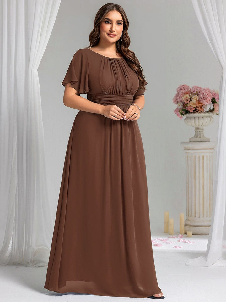 ever KIMORA|Simple Chiffon Pleated A-Line Bridesmaid Dress