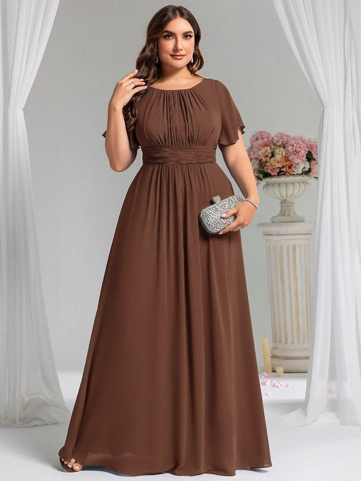 ever KIMORA|Simple Chiffon Pleated A-Line Bridesmaid Dress