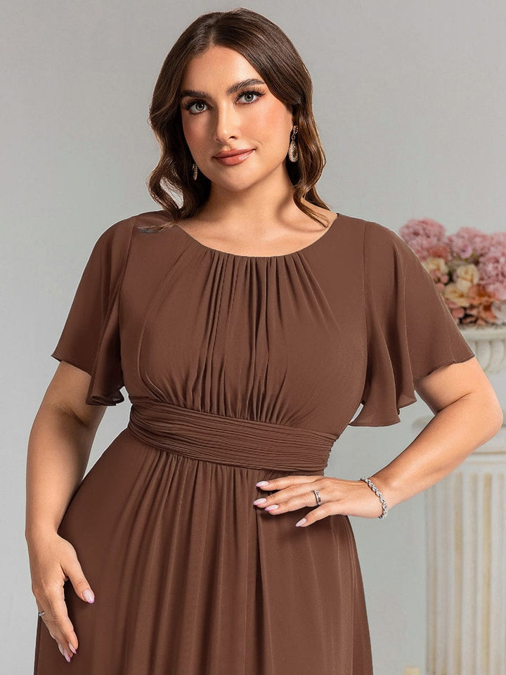 pretty KIMORA|Plus Size Printed Chiffon Pleated Maxi Wedding Guest Dress