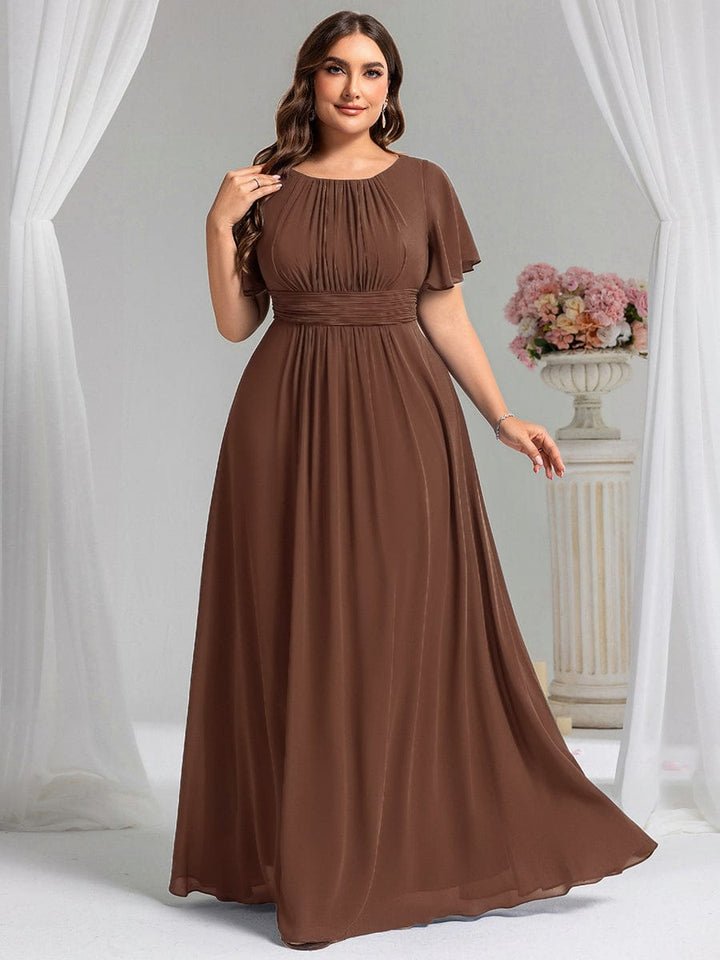 ever KIMORA|Simple Chiffon Pleated A-Line Bridesmaid Dress