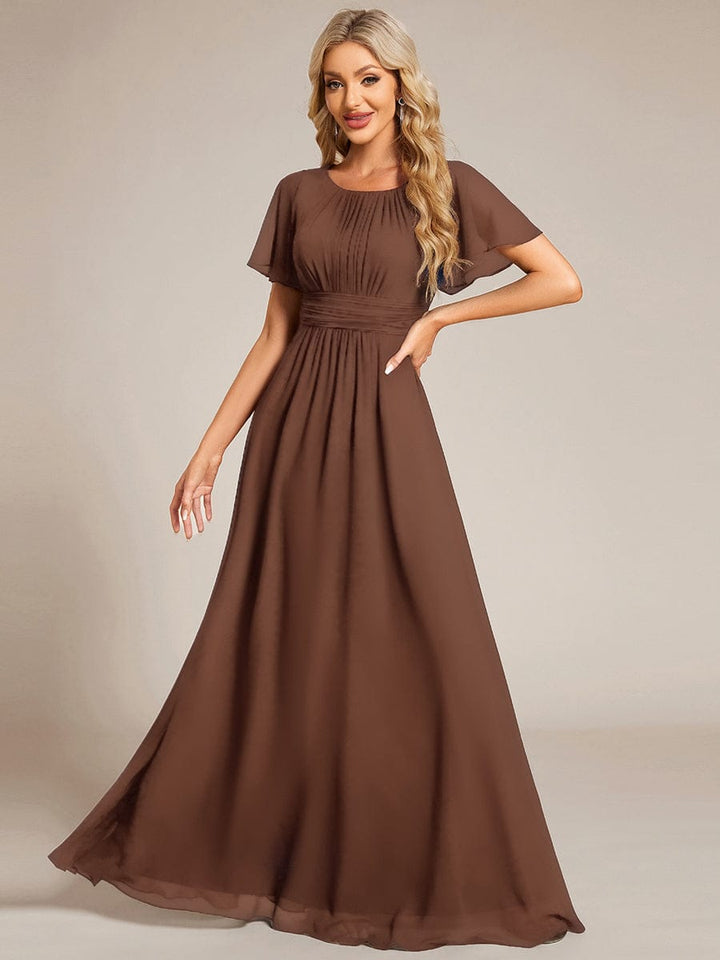 ever KIMORA|Simple Chiffon Pleated A-Line Bridesmaid Dress