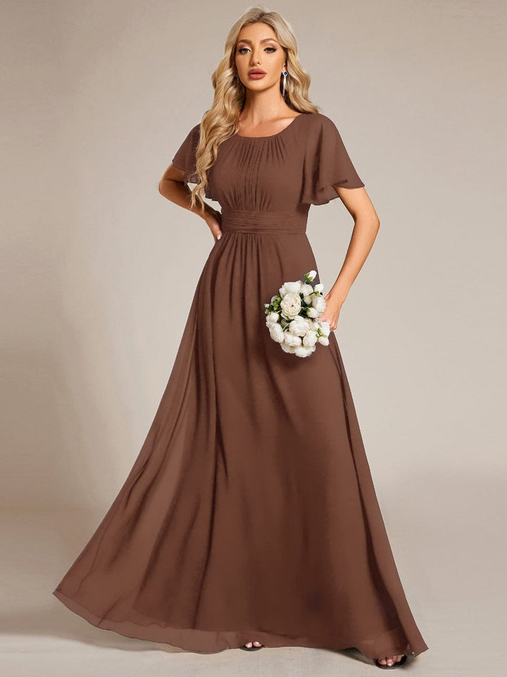 ever KIMORA|Simple Chiffon Pleated A-Line Bridesmaid Dress