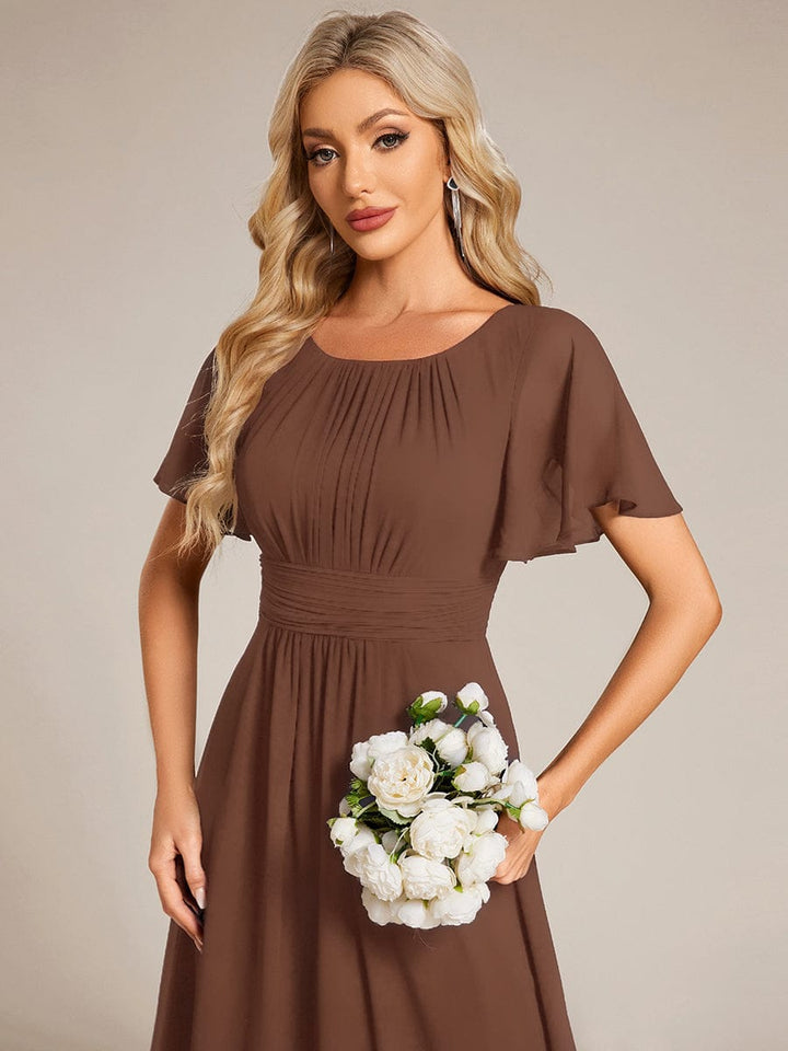 ever KIMORA|Simple Chiffon Pleated A-Line Bridesmaid Dress