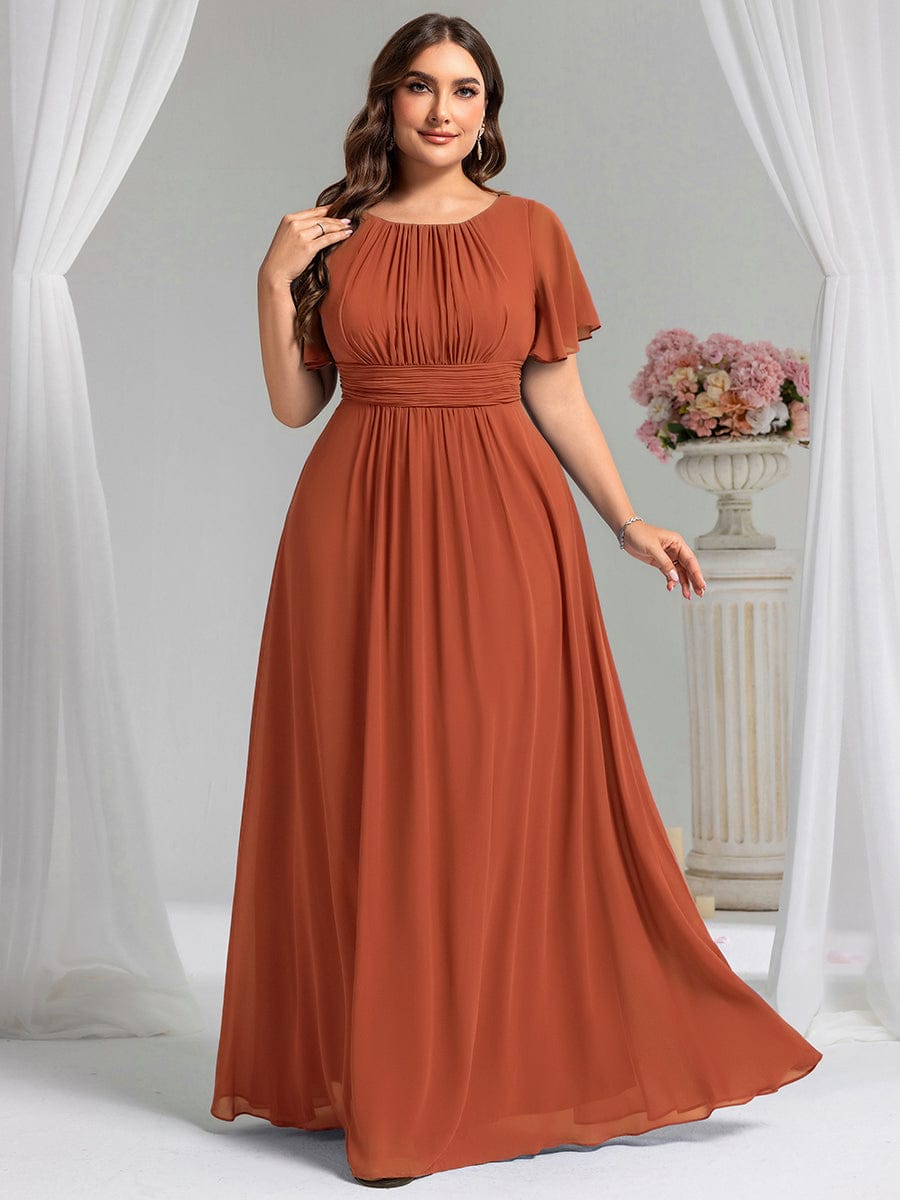 pretty KIMORA|Plus Size Printed Chiffon Pleated Maxi Wedding Guest Dress