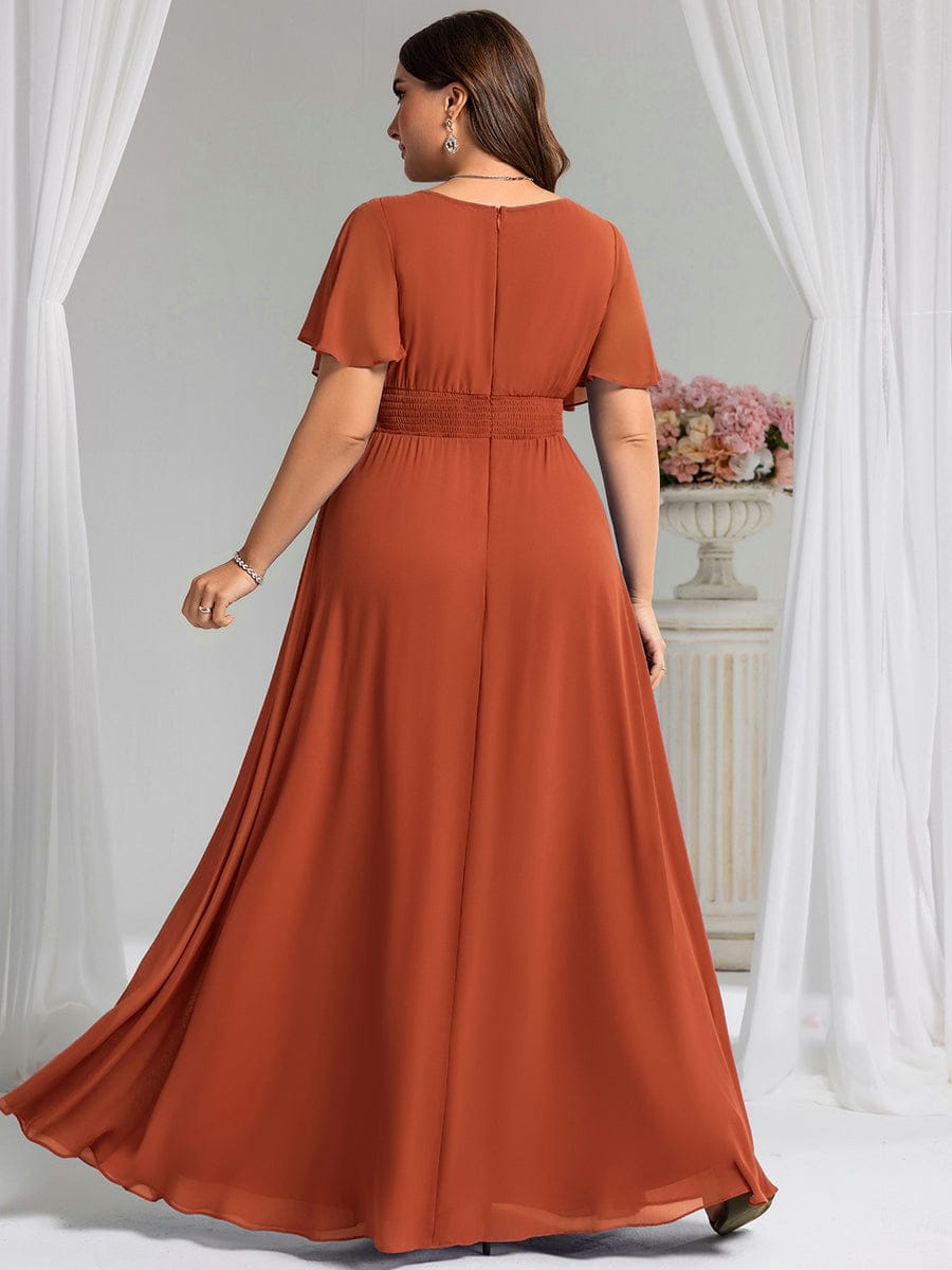 pretty KIMORA|Plus Size Printed Chiffon Pleated Maxi Wedding Guest Dress