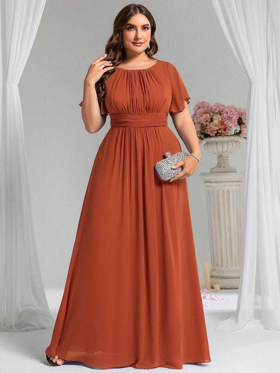 pretty KIMORA|Plus Size Printed Chiffon Pleated Maxi Wedding Guest Dress