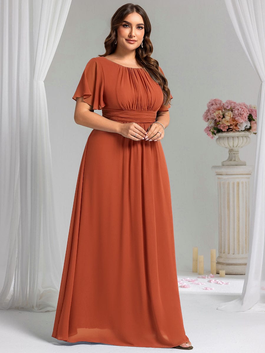pretty KIMORA|Plus Size Printed Chiffon Pleated Maxi Wedding Guest Dress