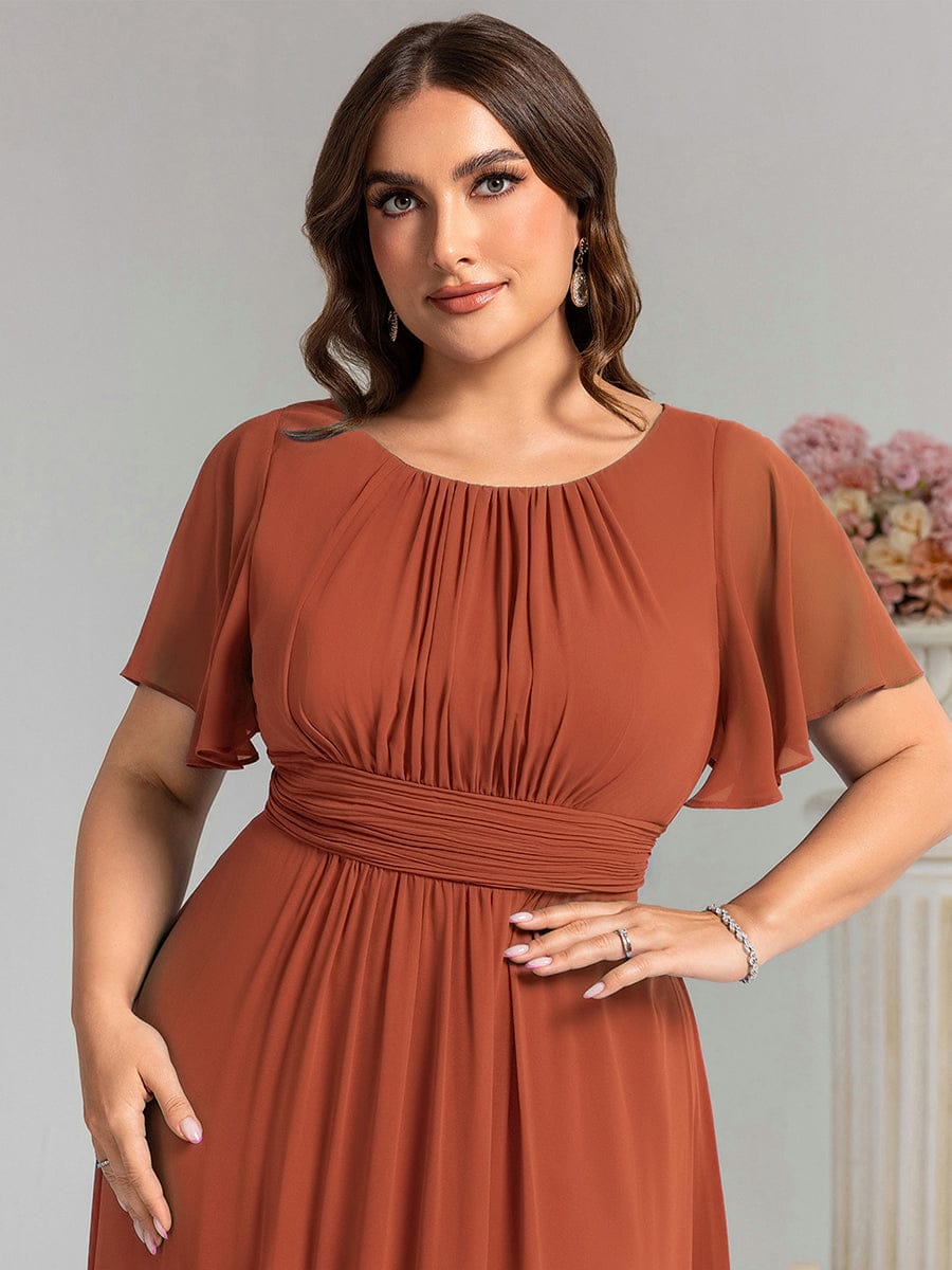 pretty KIMORA|Plus Size Printed Chiffon Pleated Maxi Wedding Guest Dress