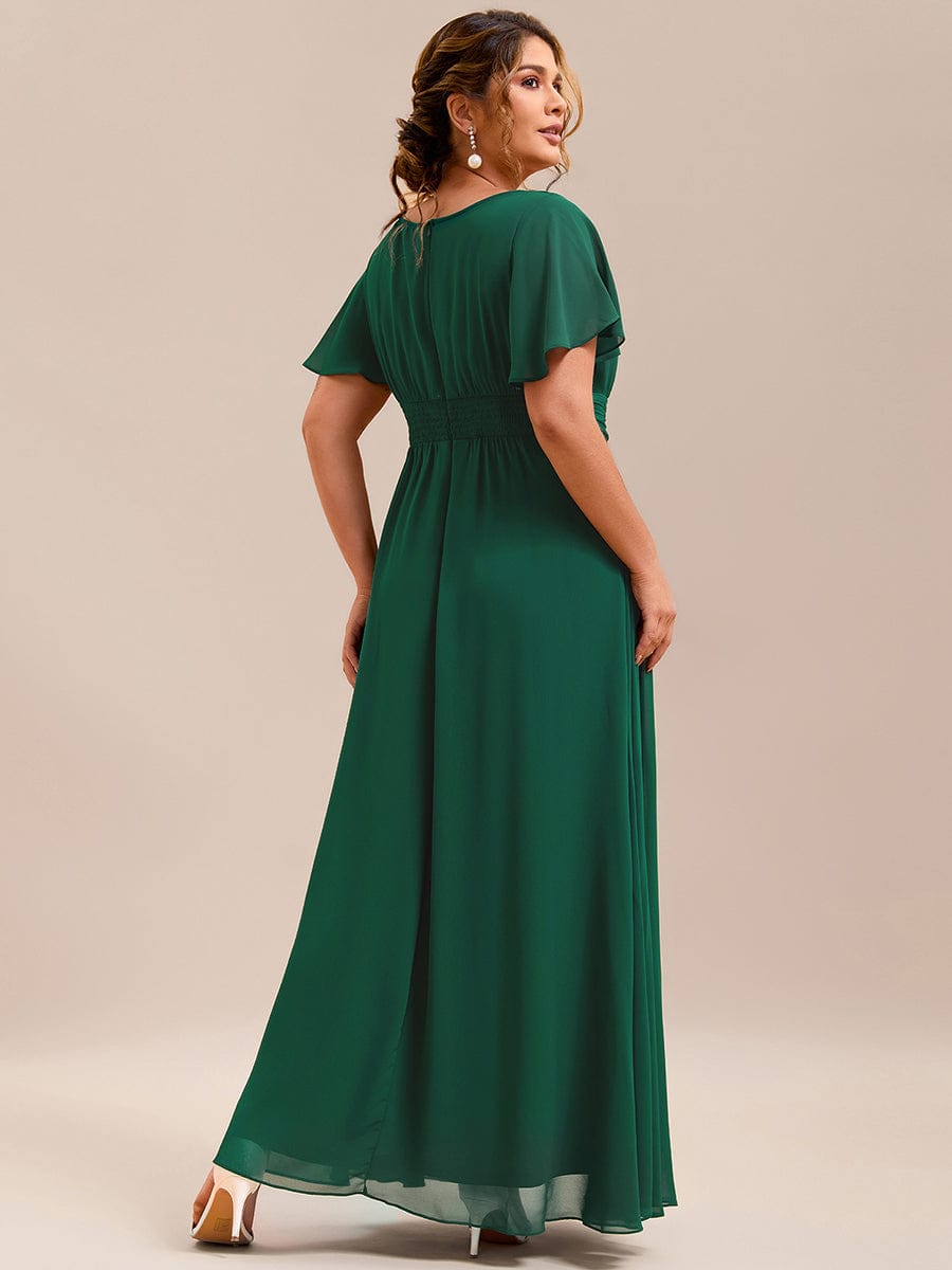 pretty KIMORA|Plus Size Printed Chiffon Pleated Maxi Wedding Guest Dress