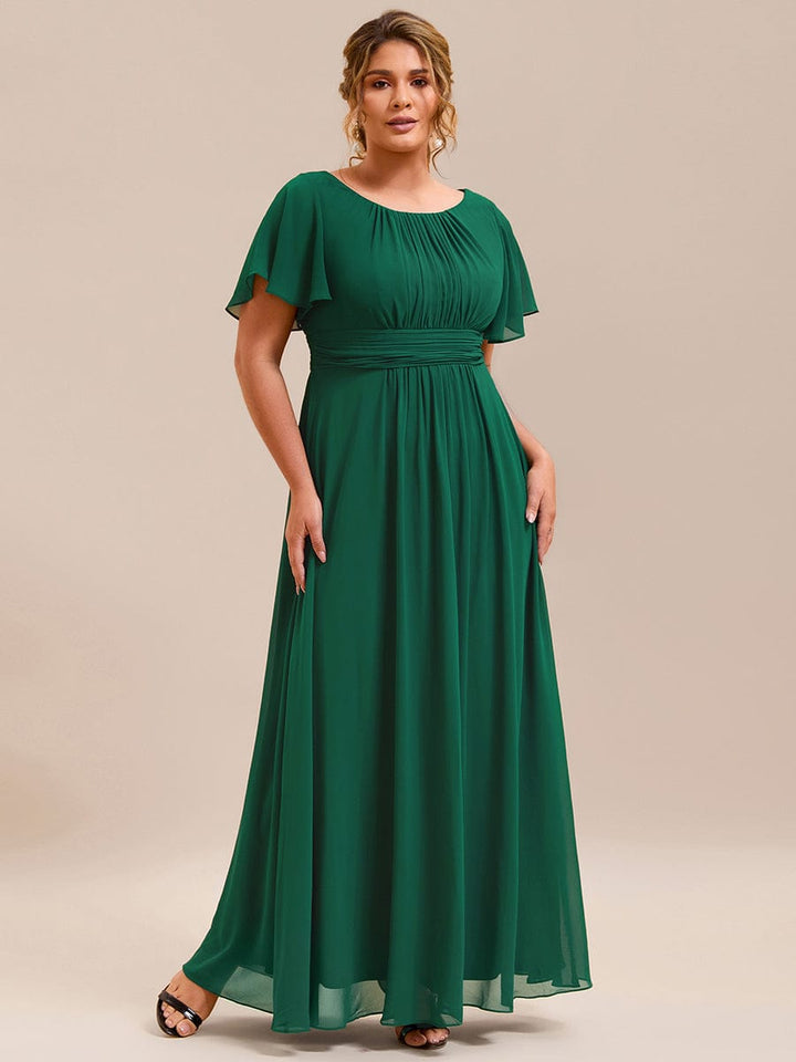 pretty KIMORA|Plus Size Printed Chiffon Pleated Maxi Wedding Guest Dress