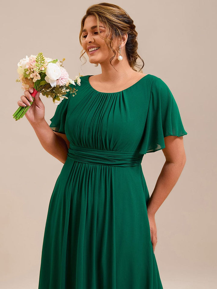 pretty KIMORA|Plus Size Printed Chiffon Pleated Maxi Wedding Guest Dress