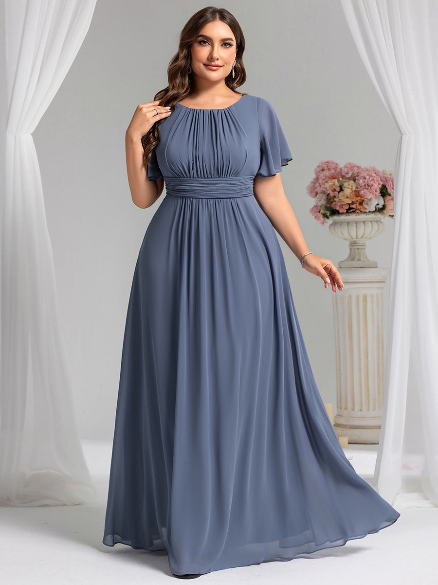 pretty KIMORA|Plus Size Printed Chiffon Pleated Maxi Wedding Guest Dress