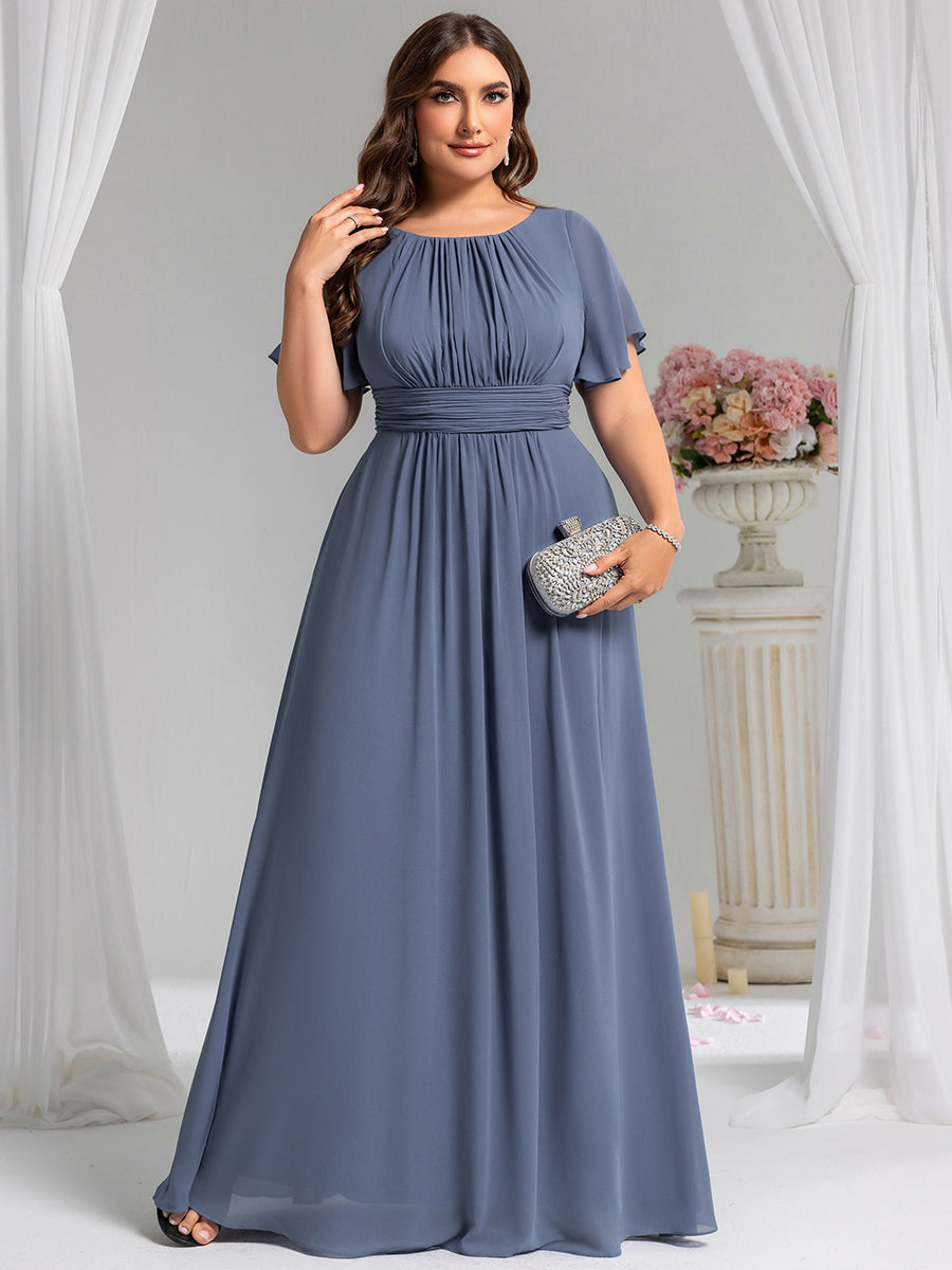 pretty KIMORA|Plus Size Printed Chiffon Pleated Maxi Wedding Guest Dress