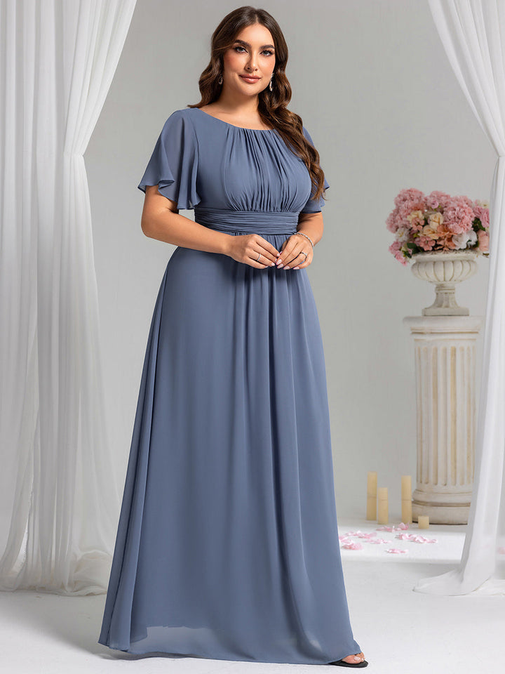pretty KIMORA|Plus Size Printed Chiffon Pleated Maxi Wedding Guest Dress