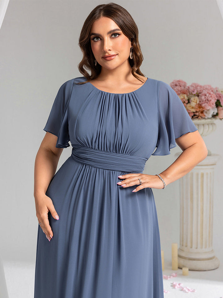 pretty KIMORA|Plus Size Printed Chiffon Pleated Maxi Wedding Guest Dress
