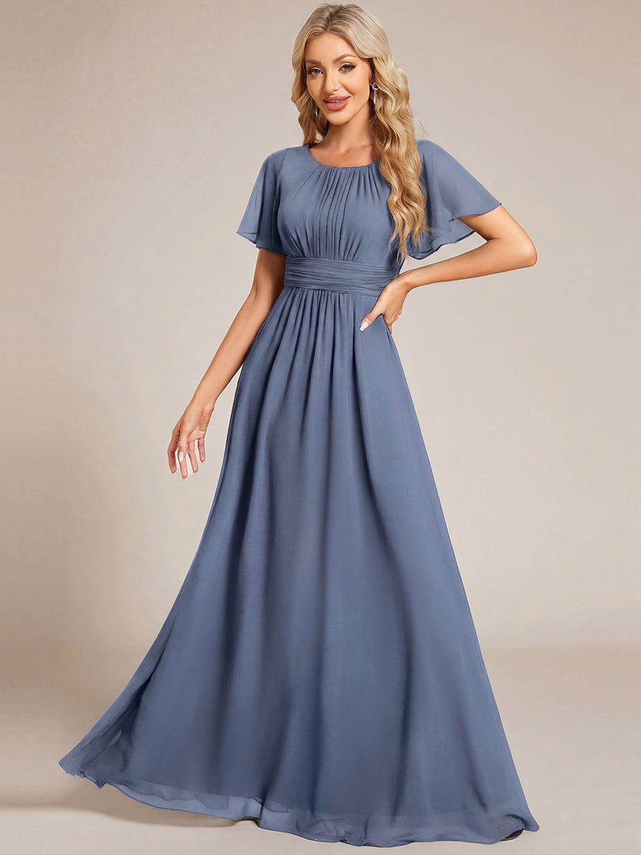 ever KIMORA|Simple Chiffon Pleated A-Line Bridesmaid Dress
