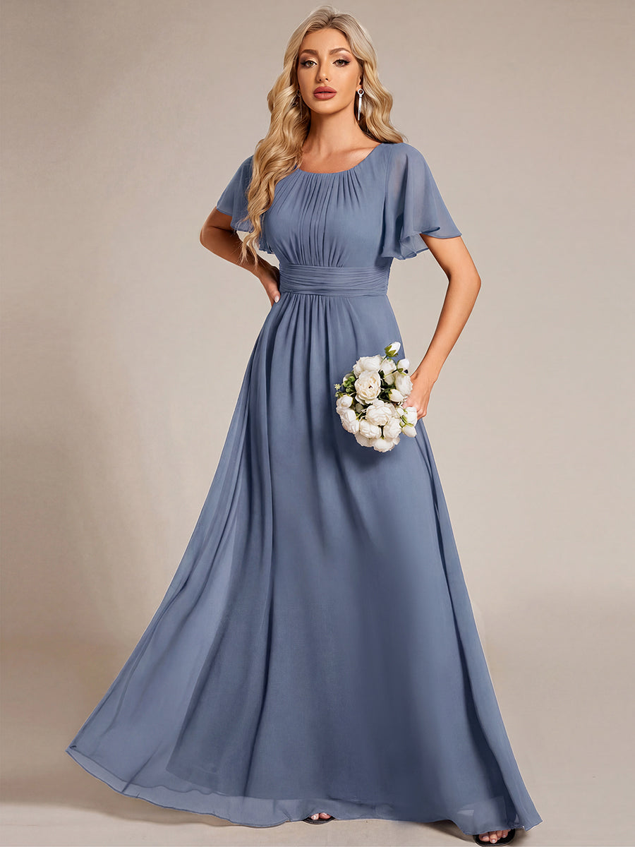 ever KIMORA|Simple Chiffon Pleated A-Line Bridesmaid Dress