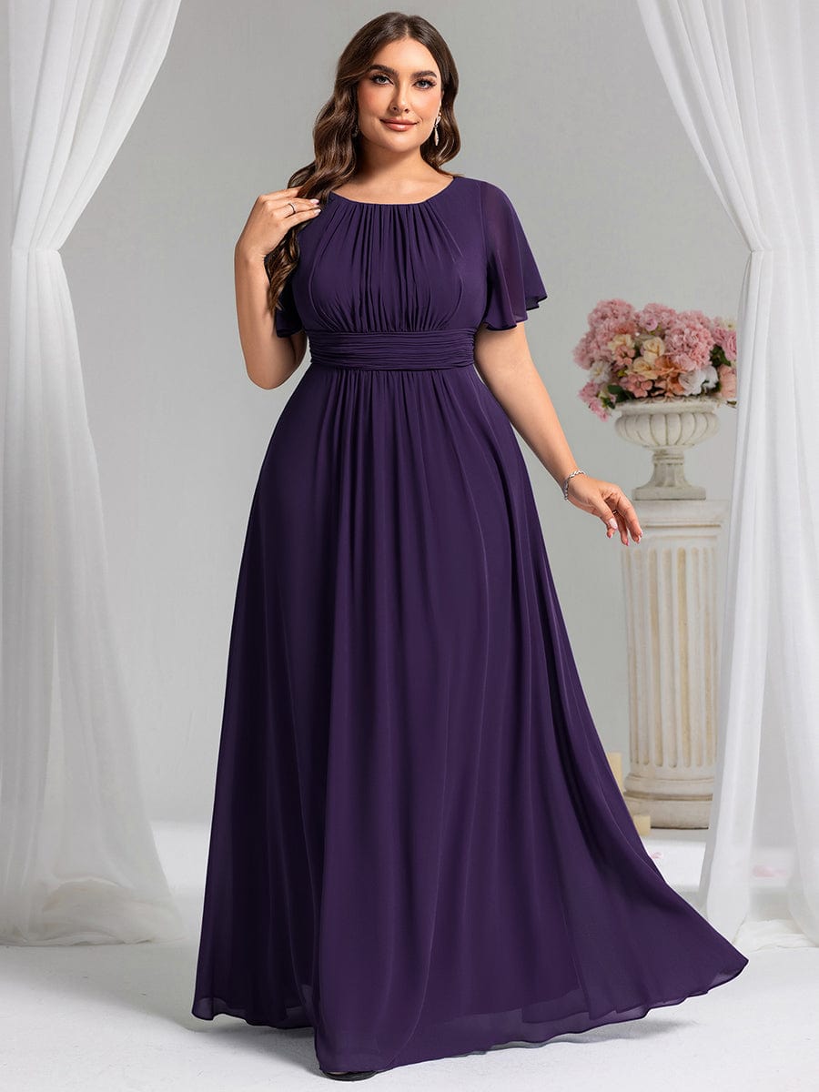 pretty KIMORA|Plus Size Printed Chiffon Pleated Maxi Wedding Guest Dress